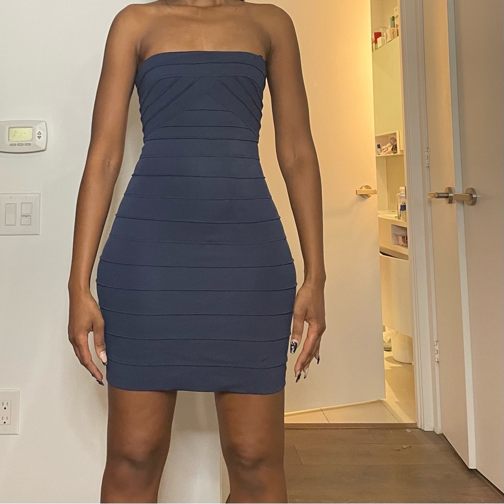 Elegant Navy Strapless Dress